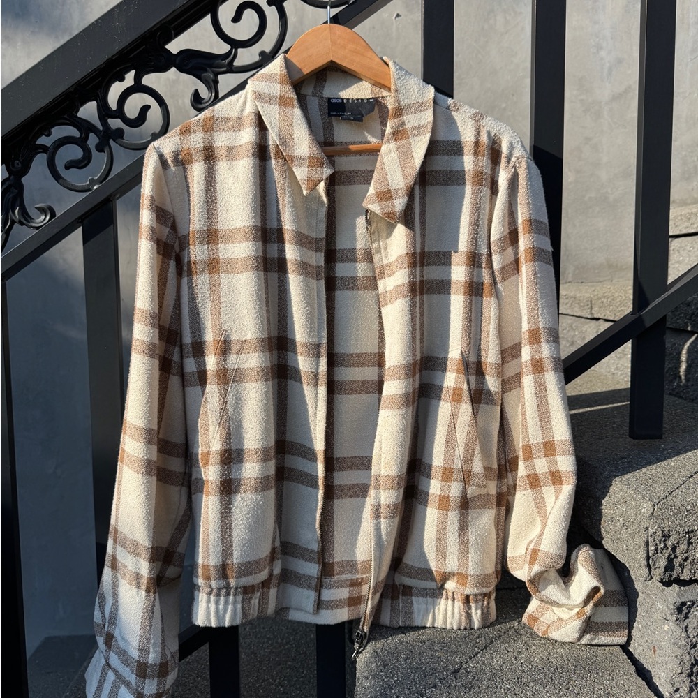 Plaid Zip-Up Shirt Jacket